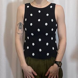 Beaded Polka Dot Sleeveless Top